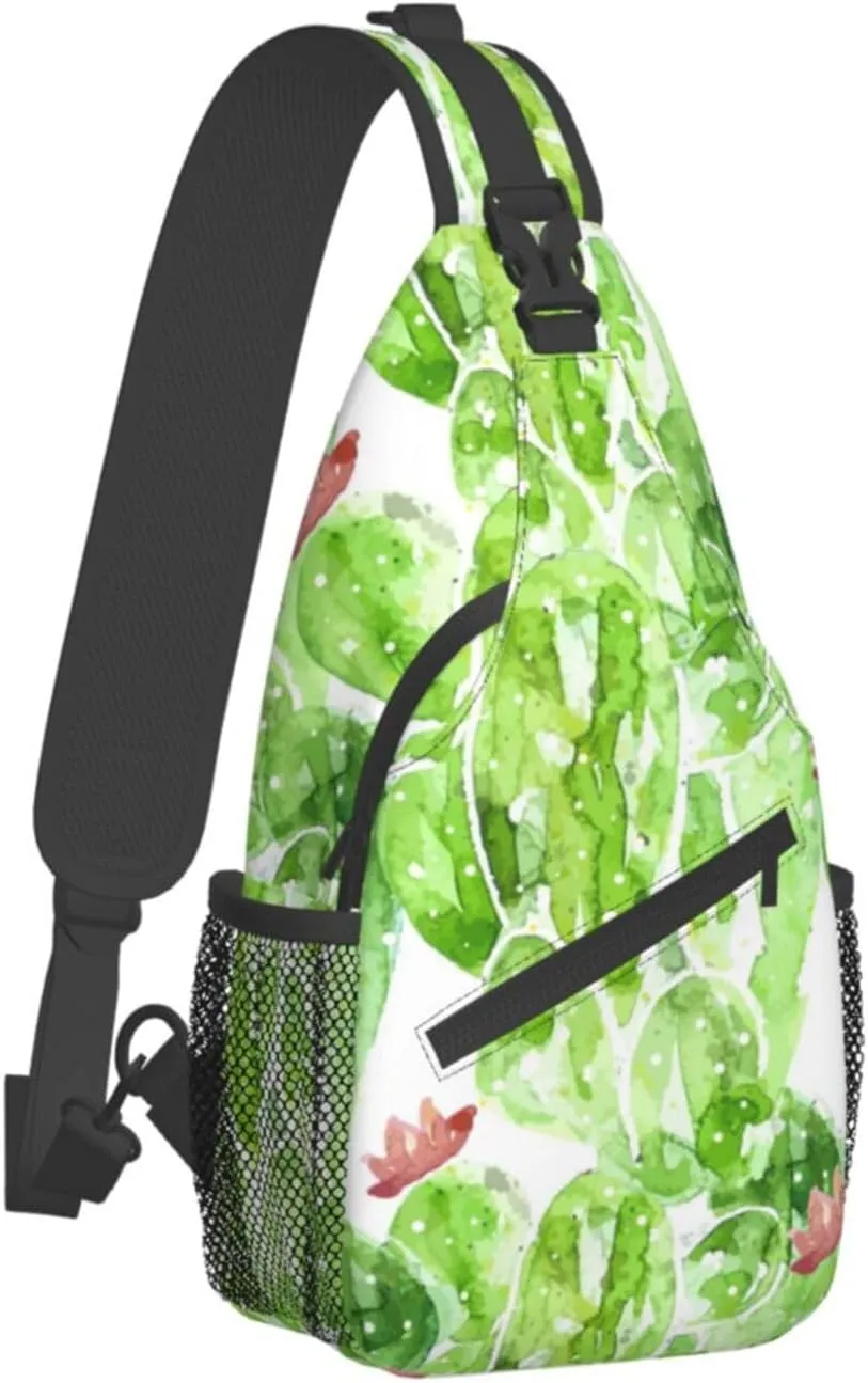 Cactus Plants Crossbody Bag Plants Shoulder Bag Backpack Cute Sling Bag Chest Casual Daypack for Outdoor