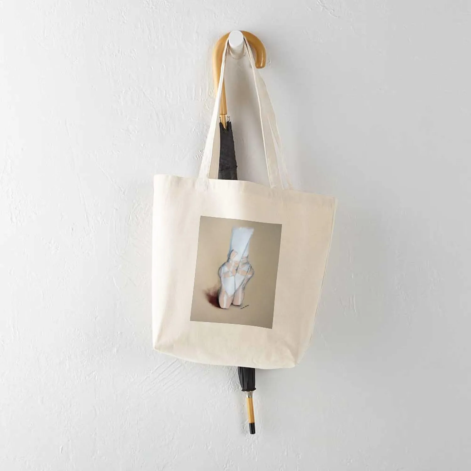 CafePress Ballet Pointe Shoes Tote Bag Reusable Natural Beige Canvas Shopping Bag