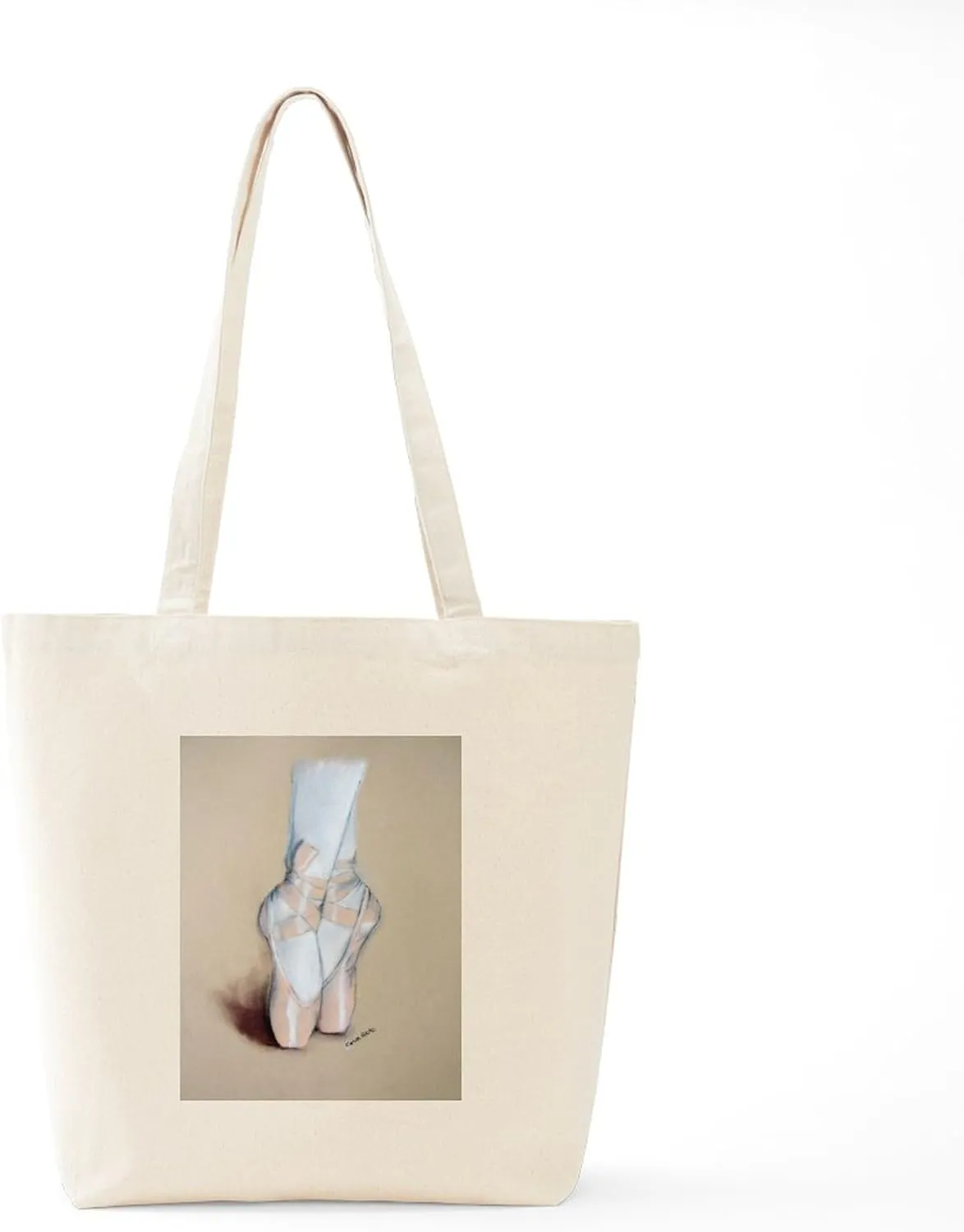 CafePress Ballet Pointe Shoes Tote Bag Reusable Natural Beige Canvas Shopping Bag