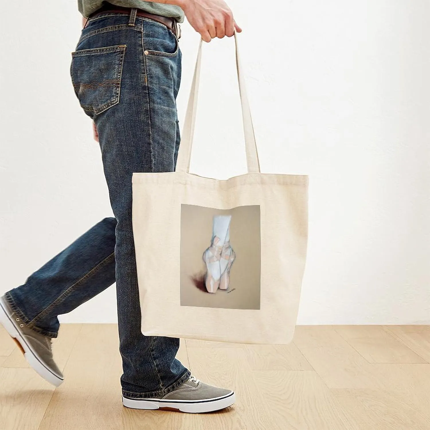 CafePress Ballet Pointe Shoes Tote Bag Reusable Natural Beige Canvas Shopping Bag