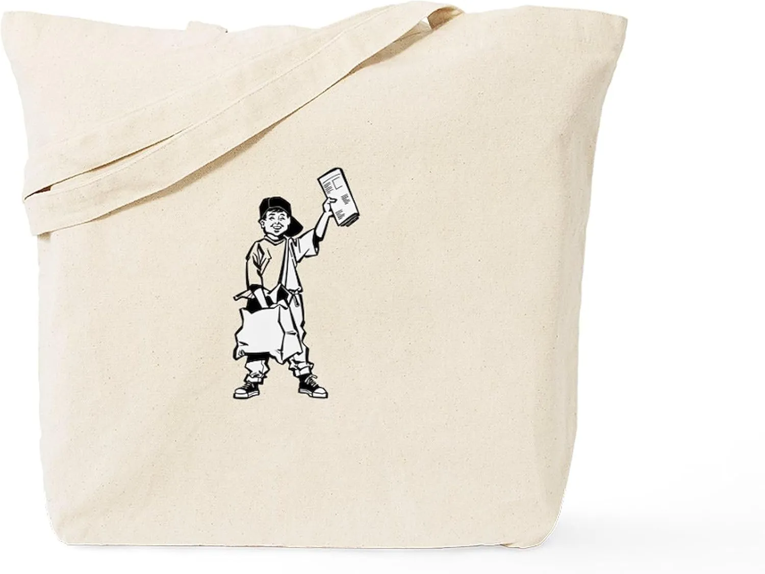CafePress Paperboy Delivering Newspaper Tote Bag Reusable Natural Beige Canvas Shopping Bag