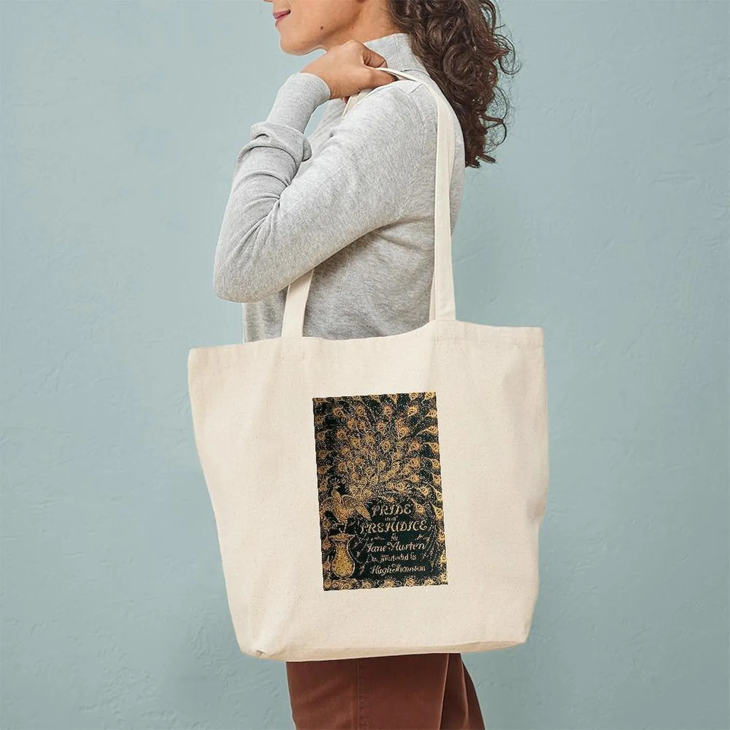 CafePress Pride And Prejudice Bookcover Tote Bag Reusable Natural Beige Canvas Shopping Bag