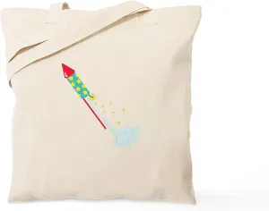 CafePress Rocket Launch Firework Tote Bag Reusable Natural Beige Canvas Shopping Bag