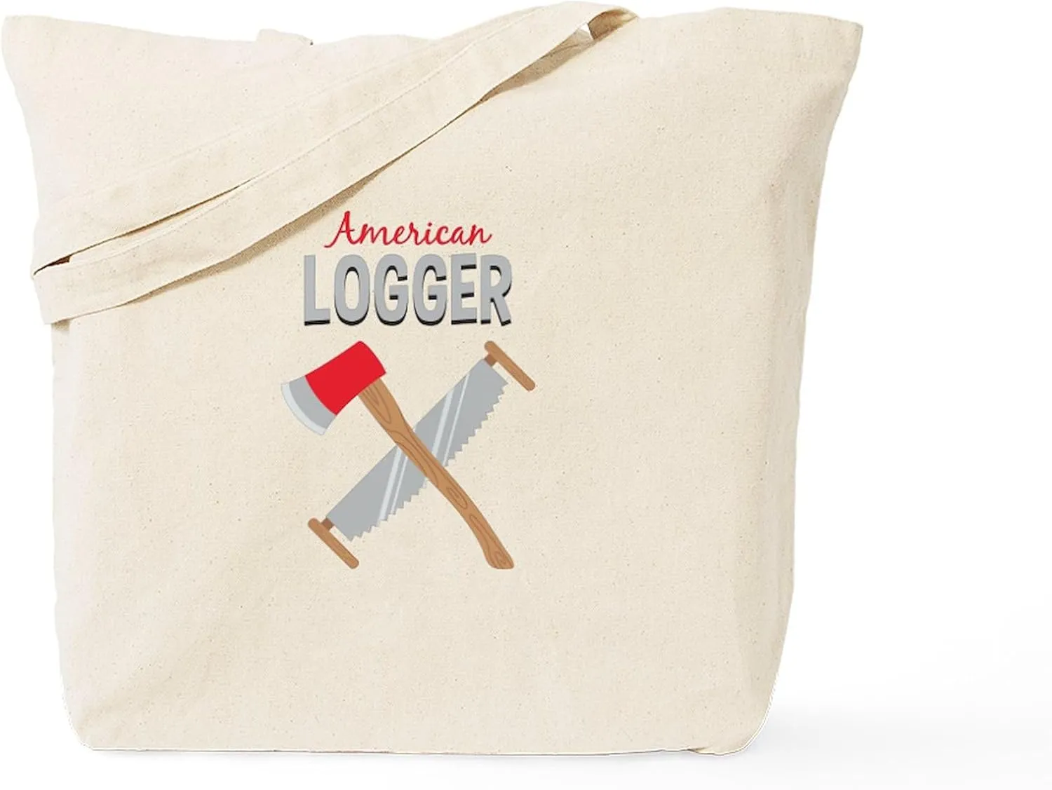 CafePress Saw Axe Lumberjack American Logger Tote Bag Reusable Natural Beige Canvas Shopping Bag
