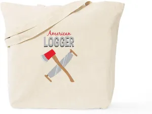 CafePress Saw Axe Lumberjack American Logger Tote Bag Reusable Natural Beige Canvas Shopping Bag