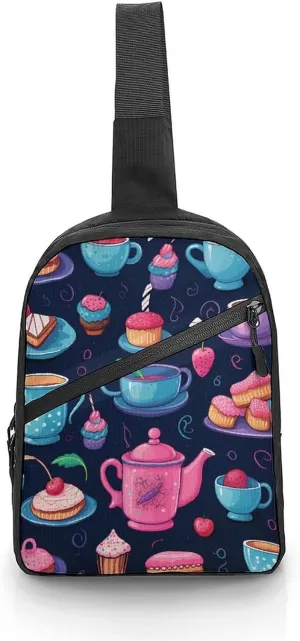 Cake, Dessert, Milk Tea Foldable Crossbody Sling Bags Shoulder Backpack Chest DayPack Handbag