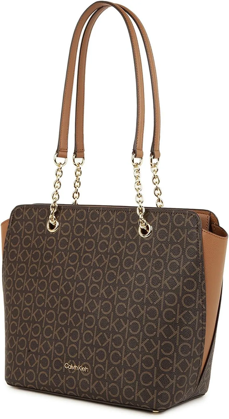 Calvin Klein Hailey Signature Top Zip Chain Tote