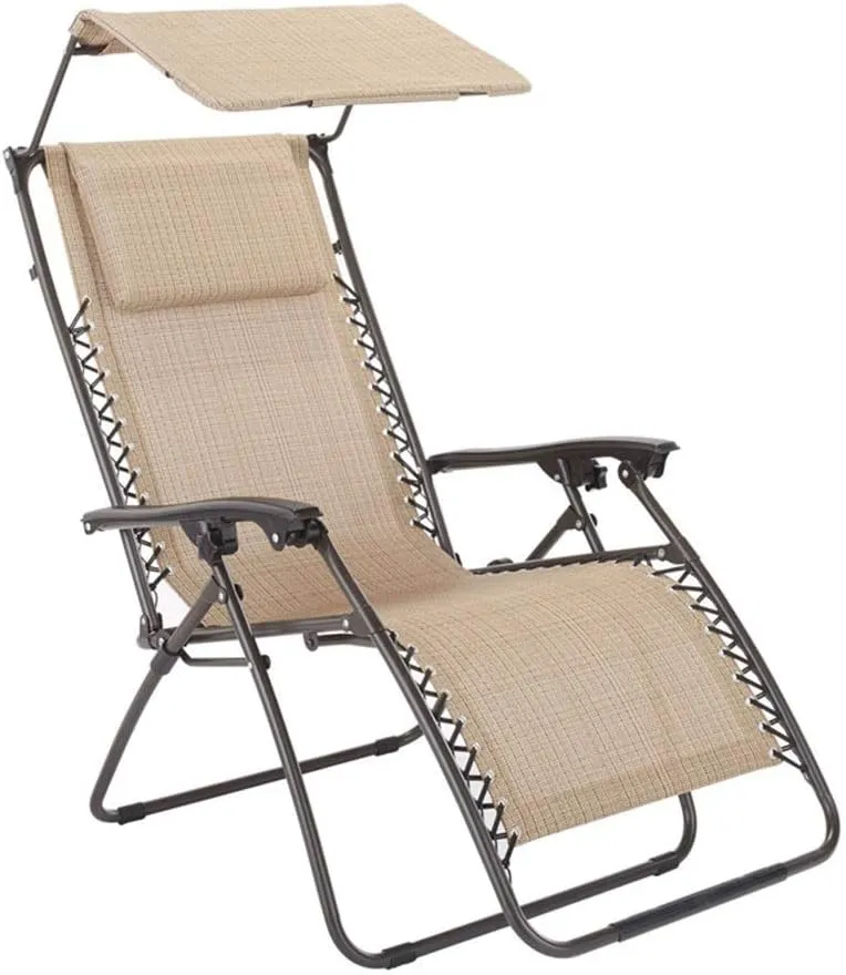Camping Chair, Zero Gravity Chairs with Canopy - Outdoor Lounger Shade Chair with Drinks Holder,Outdoor Reclining Chair