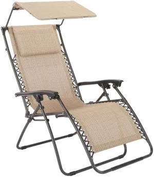 Camping Chair, Zero Gravity Chairs with Canopy - Outdoor Lounger Shade Chair with Drinks Holder,Outdoor Reclining Chair