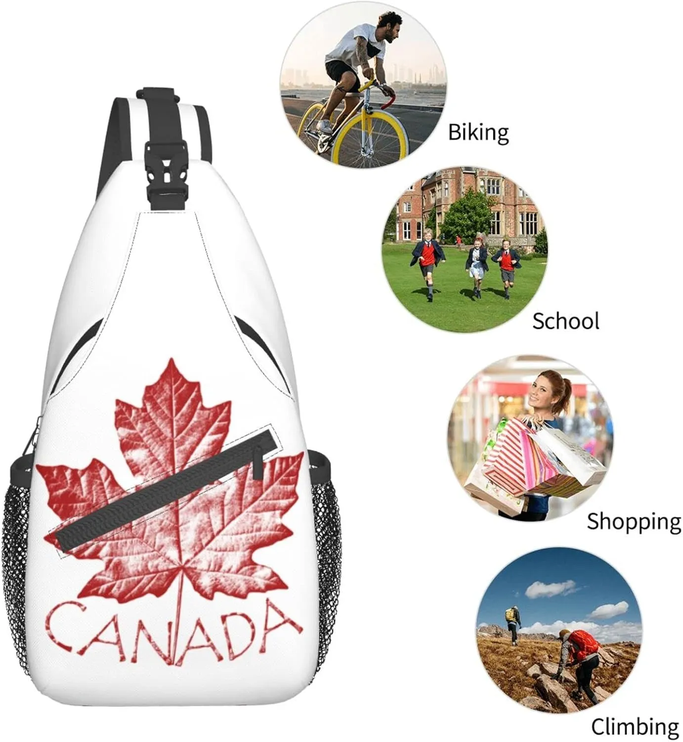 Canada Casual Daypack Bag Canada Flag Shoulder Bag Chest Bags Crossbody Bag Canadian Sling Backpack