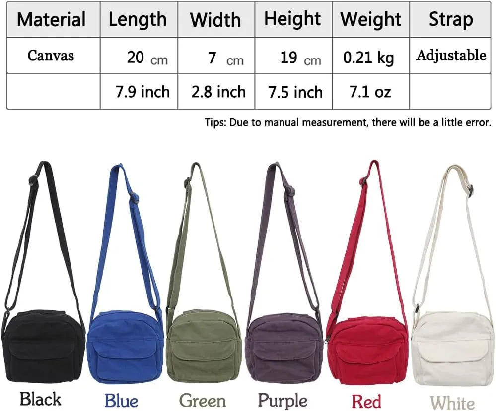 Canvas Small Crossbody Bags for Women Men Shoulder Purses with Zipper Cute Mini Women's Handbags Phone Purse