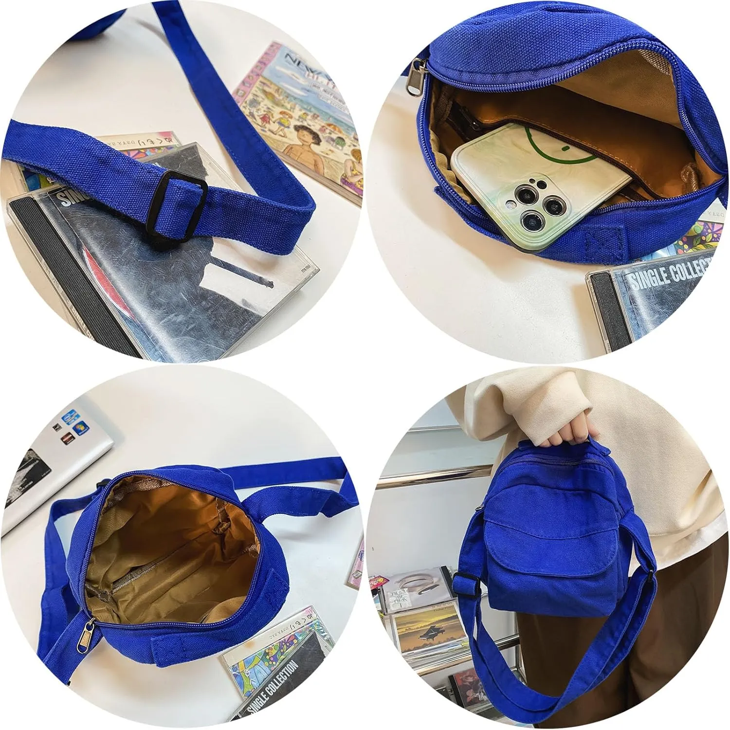 Canvas Small Crossbody Bags for Women Men Shoulder Purses with Zipper Cute Mini Women's Handbags Phone Purse