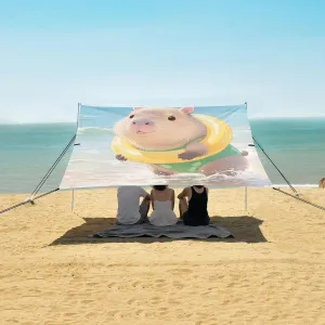Capybara Summer Beach Beach Canopy Tent Anti-UV & Wind Resistant, Camping Sun Shelter Easy Setup Portable,Outdoor Shade Tents with Sandbags,Sand Shovels,Ground Pegs & Stability Poles