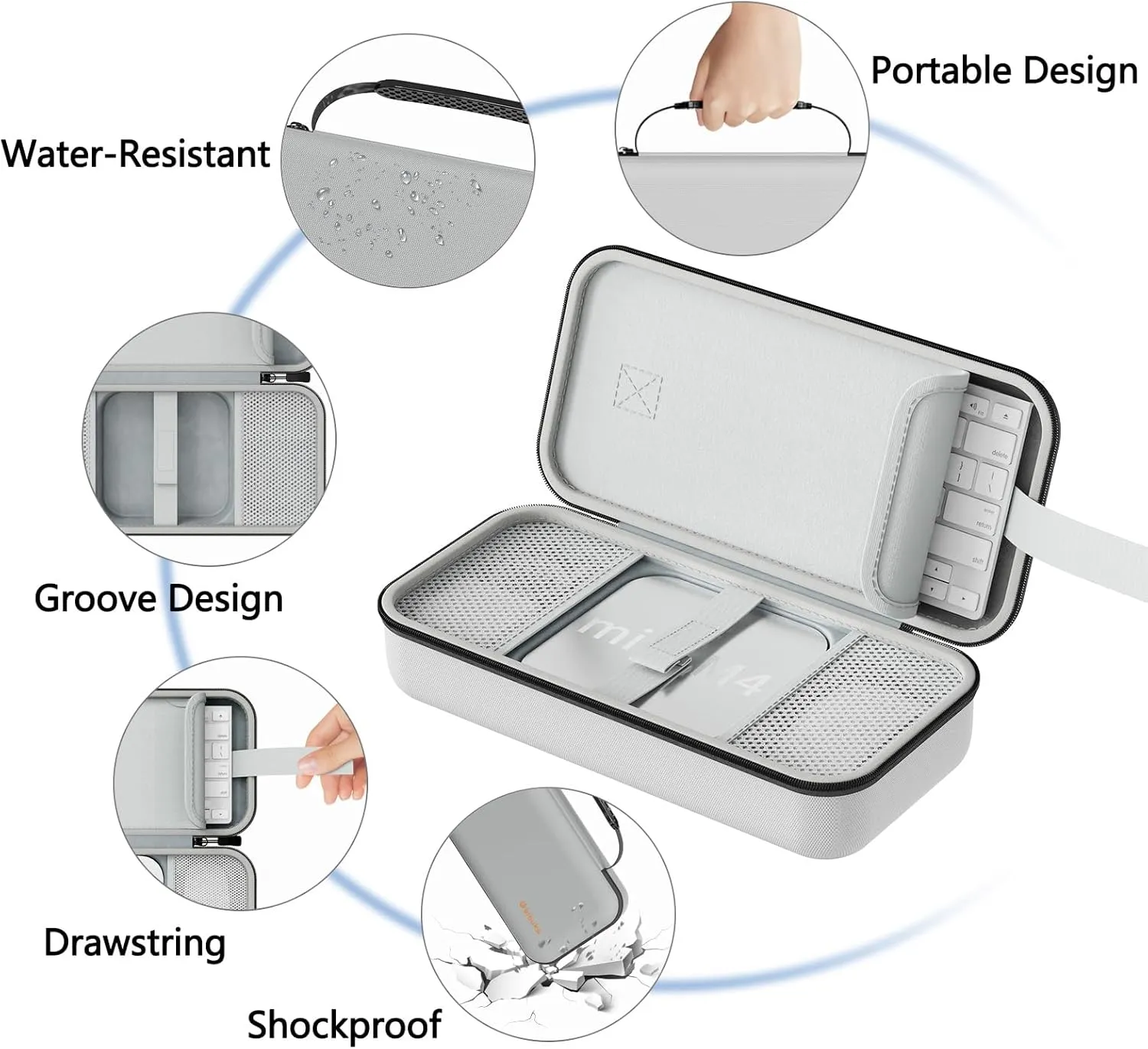 Carry Case Compatible with Apple 2024 Mac Mini M4 /M4 Pro,M4 Pro Protective Carrying Case, Portable Hard Shell Travel Storage Bag (Grey)