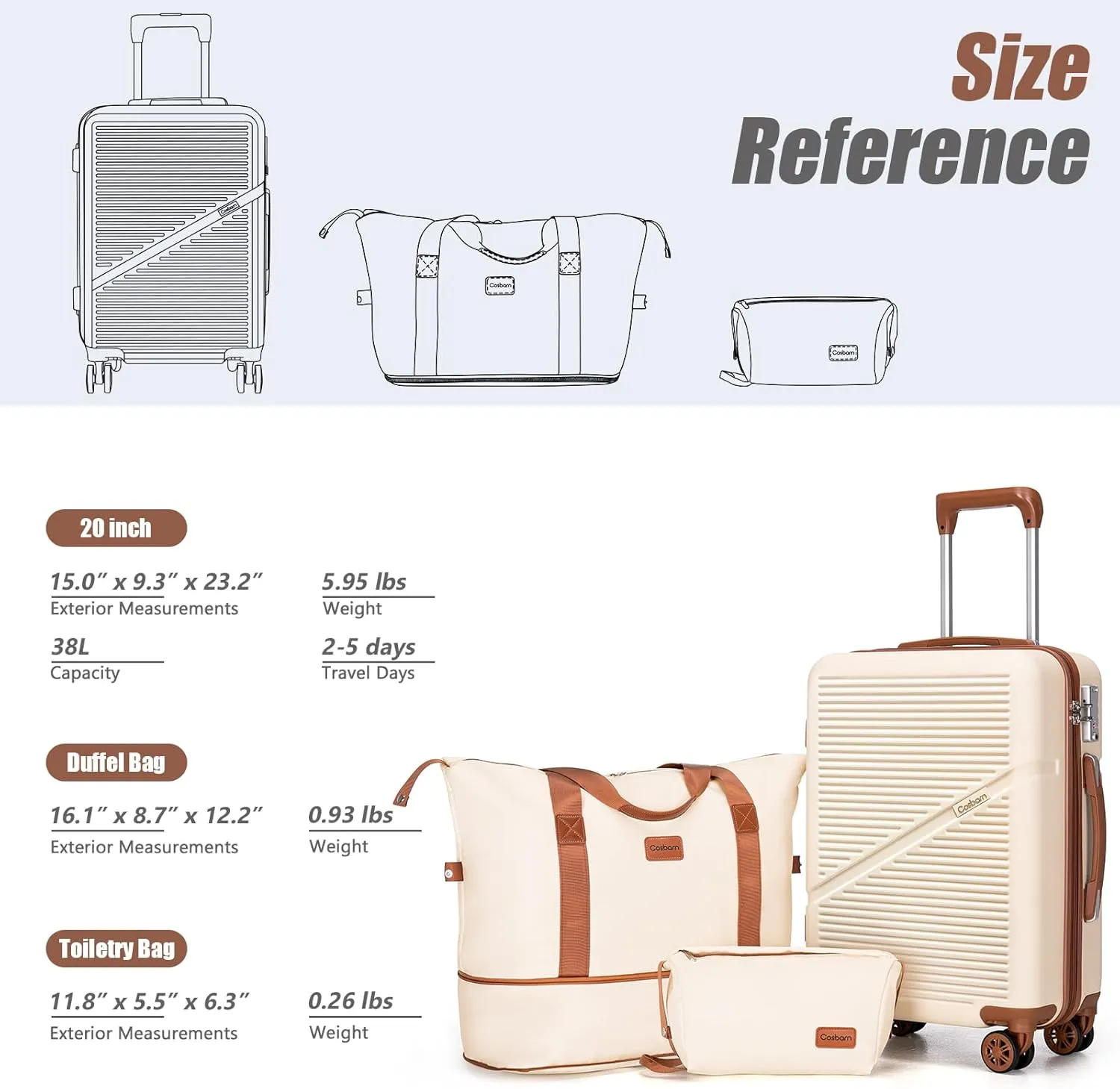 Carry On Luggage 22x14x9 Airline Approved, 20 Inch Carry on Suitcases with Wheels, ABS Lightweight Carry-on Luggage, Travel Suitcase Set with Wheels and TSA Lock