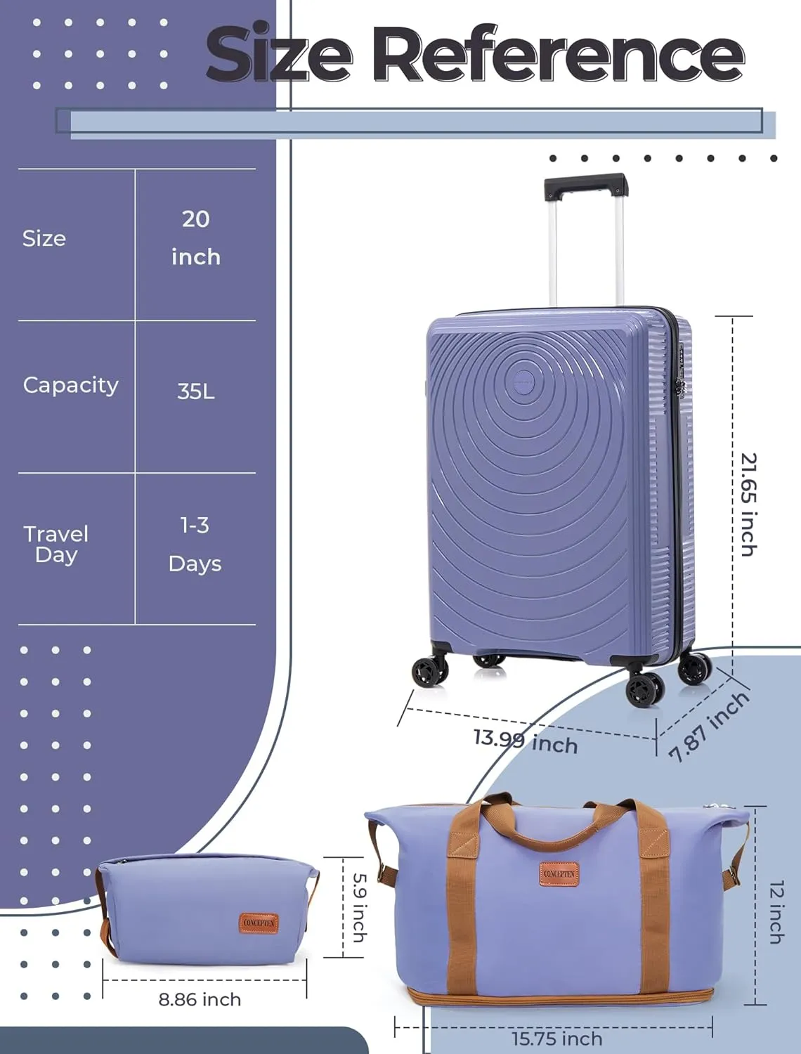 Carry On Luggage 22x14x9 Airline Approved, 20-inch Hard Shell Suitcases with Wheels, PP Lightweight Carry on Suitcase with TSA Lock