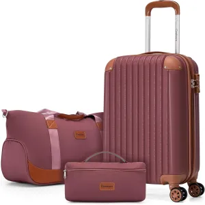 Carry On Luggage Sets 3 Piece, 20 Inch Luggage 22x14x9 Airline Approved with Wheels and TSA Lock, ABS Lightweight Hardshell Travel Suitcase Set with Duffel Bag Travel Bag for Men Women