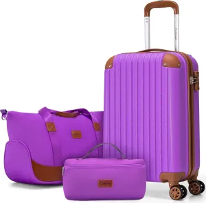 Carry On Luggage Sets 3 Piece, 20 Inch Luggage 22x14x9 Airline Approved with Wheels and TSA Lock, ABS Lightweight Hardshell Travel Suitcase Set with Duffel Bag Travel Bag for Men Women