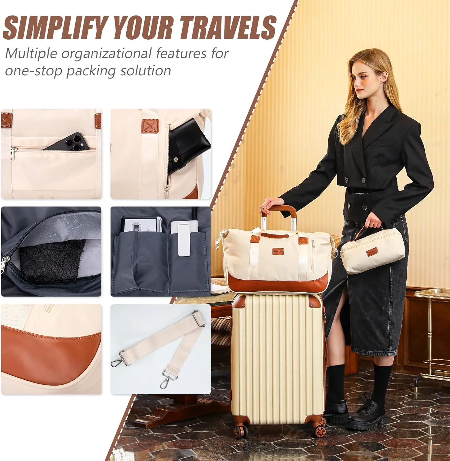 Carry On Luggage Sets 3 Piece, 20 Inch Luggage 22x14x9 Airline Approved with Wheels and TSA Lock, ABS Lightweight Hardshell Travel Suitcase Set with Duffel Bag Travel Bag for Men Women