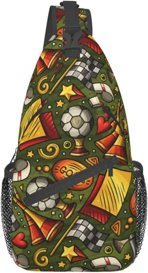 Cartoon Soccer Goal Celebration Toy Whistle Horn Chest Sling Bag Crossbody Shoulder Backpack Bag Gym Cycling Travel Hiking Daypack Cross bag