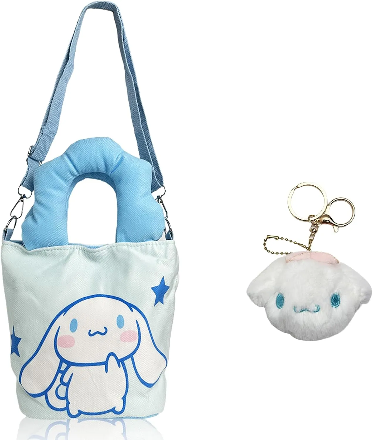 Cartoon White Dog Canvas Crossbody Bag with Handles Adjustable Shoulder Strap and Plush Keychain, Handbag with Magnetic Snap, Wallet Purse Shoulder Messenger Bag Coin Pouch Accessories for Women Girls