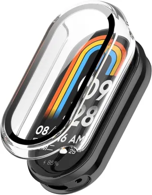 Case Glass for Xiaomi Mi Band 9 Anti Scratch Protective Cover All-Around PC Screen Protector Bumper for Mi Band 9 Cover Shell Watch Case(Transparent-2)