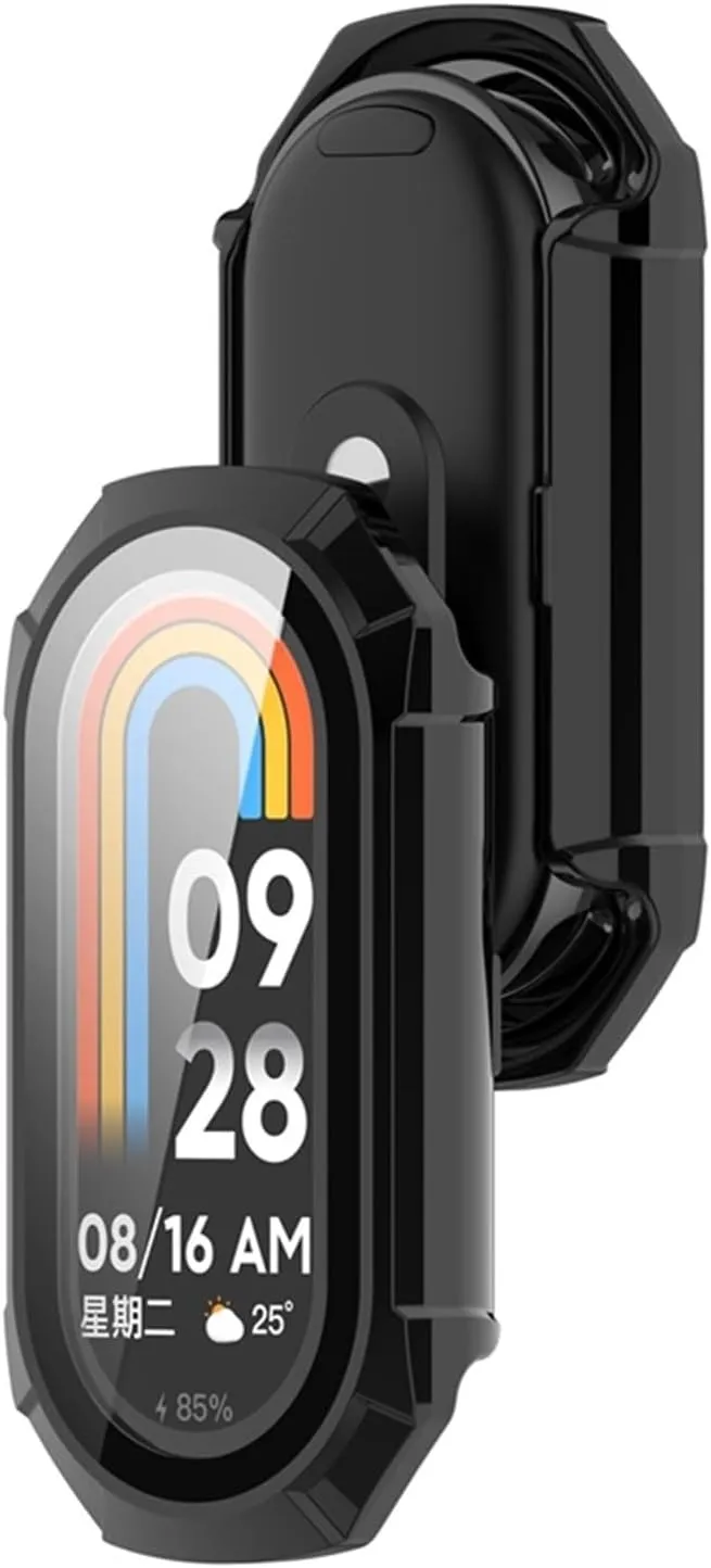 Case Glass for Xiaomi Mi Band 9 Anti Scratch Protective Cover All-Around PC Screen Protector Bumper for Mi Band 9 Cover Shell Watch Case(Transparent-2)