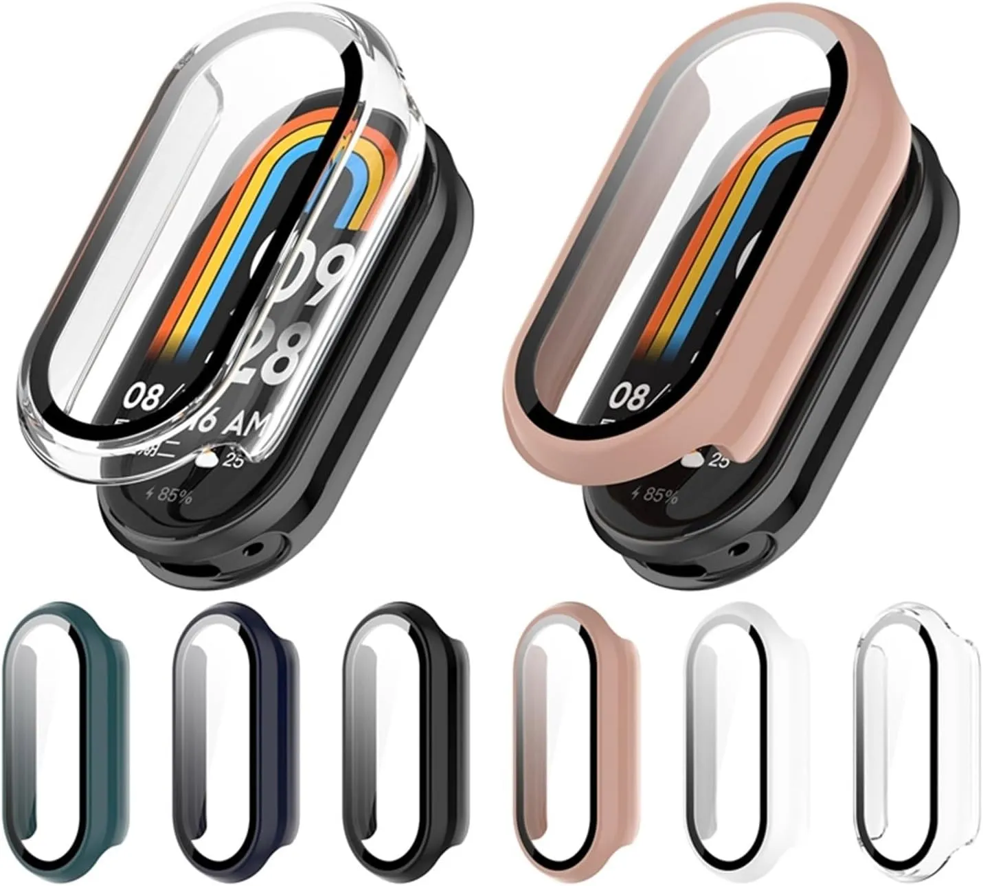 Case Glass for Xiaomi Mi Band 9 Anti Scratch Protective Cover All-Around PC Screen Protector Bumper for Mi Band 9 Cover Shell Watch Case(Transparent-2)