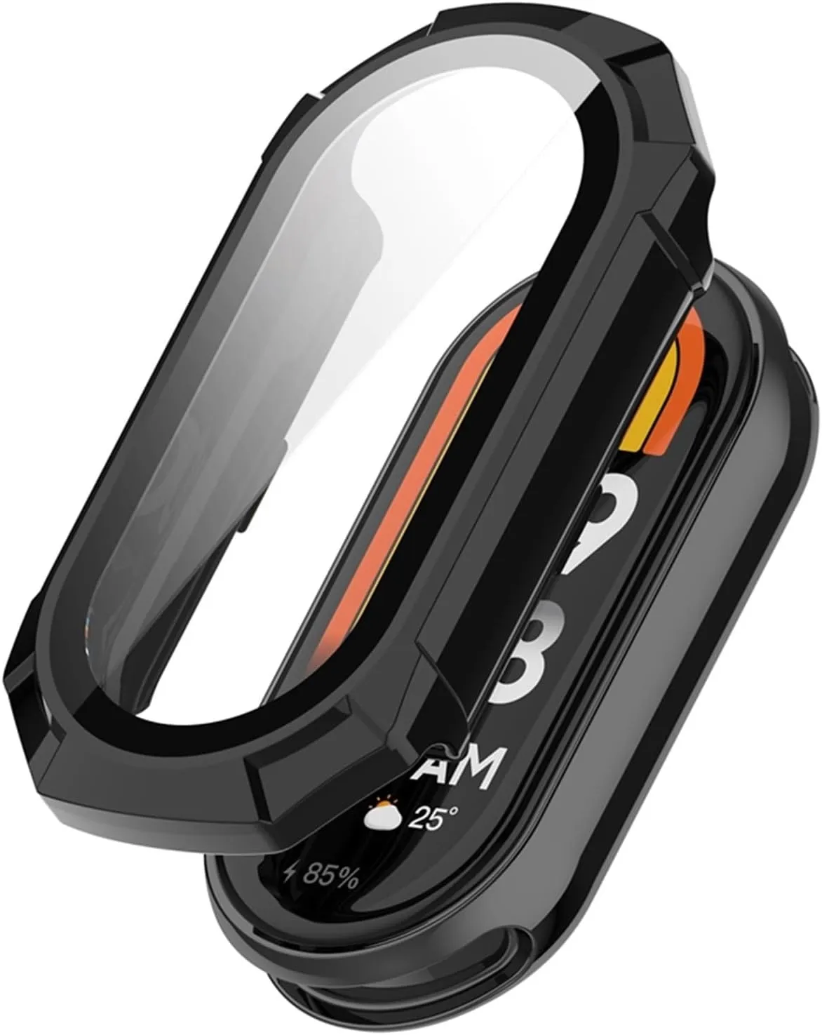 Case Glass for Xiaomi Mi Band 9 Anti Scratch Protective Cover All-Around PC Screen Protector Bumper for Mi Band 9 Cover Shell Watch Case(Transparent-2)