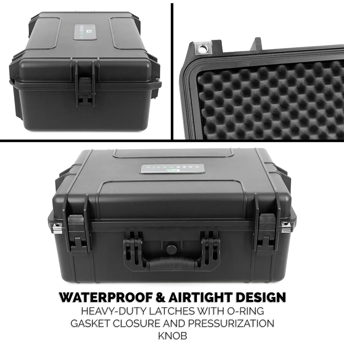 CASEMATIX Waterproof Mixer Carrying Case Compatible with Yamaha MG12XU 12 Channel Mixing Console and More - Hard Shell Soundboard Case with Foam Compatible with up to 17" x 12.1" x 5" Mixers and Cables Case Only