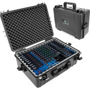 CASEMATIX Waterproof Mixer Carrying Case Compatible with Yamaha MG12XU 12 Channel Mixing Console and More - Hard Shell Soundboard Case with Foam Compatible with up to 17" x 12.1" x 5" Mixers and Cables Case Only