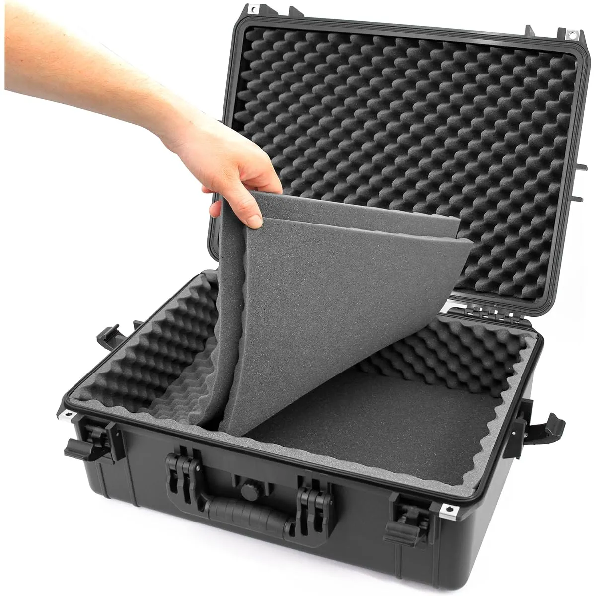 CASEMATIX Waterproof Mixer Carrying Case Compatible with Yamaha MG12XU 12 Channel Mixing Console and More - Hard Shell Soundboard Case with Foam Compatible with up to 17" x 12.1" x 5" Mixers and Cables Case Only