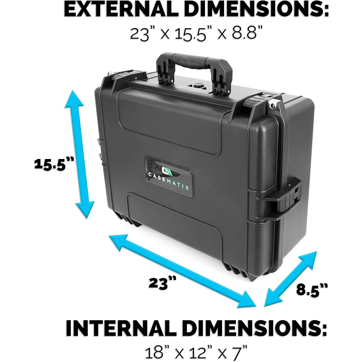 CASEMATIX Waterproof Mixer Carrying Case Compatible with Yamaha MG12XU 12 Channel Mixing Console and More - Hard Shell Soundboard Case with Foam Compatible with up to 17" x 12.1" x 5" Mixers and Cables Case Only