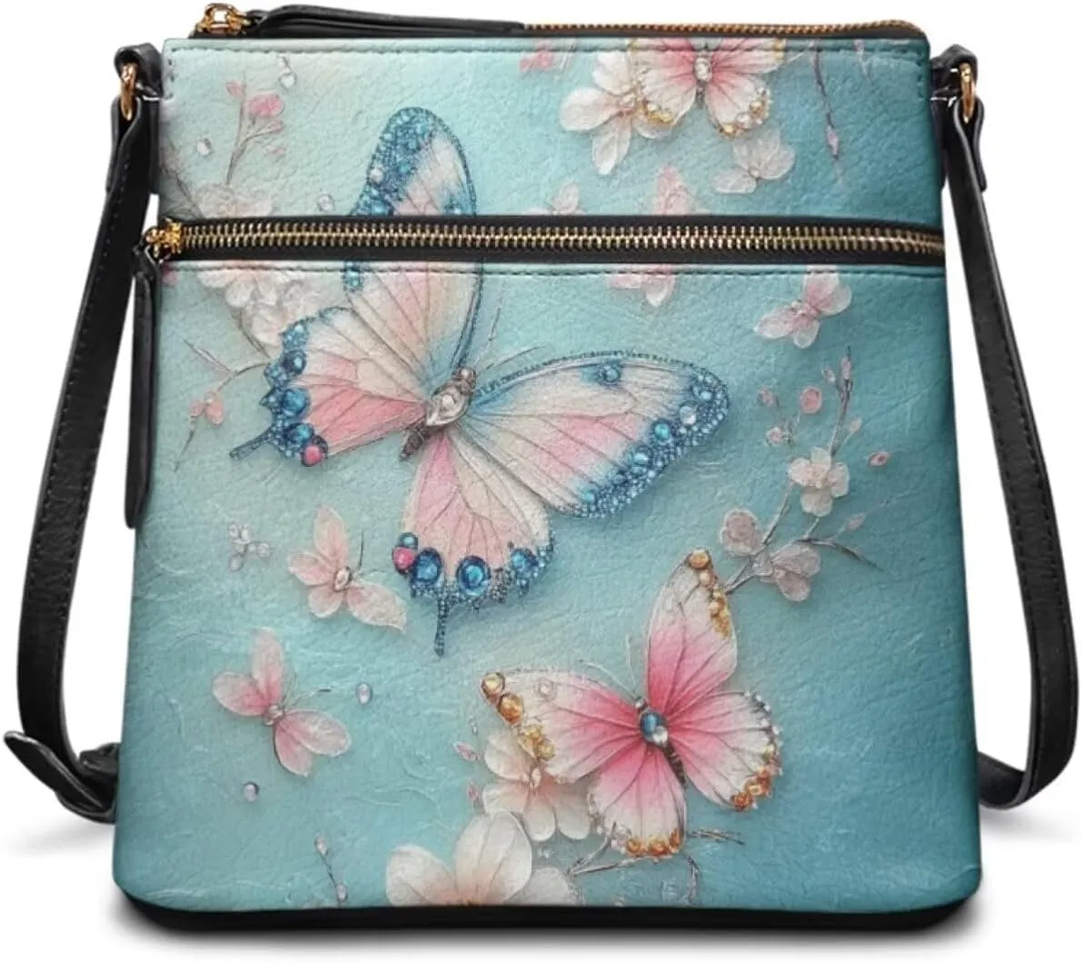 Casual Crossbody Bags for Women PU Shoulder Purse Bag Lightweight Messenger Bag with Zipper for Travel Shopping