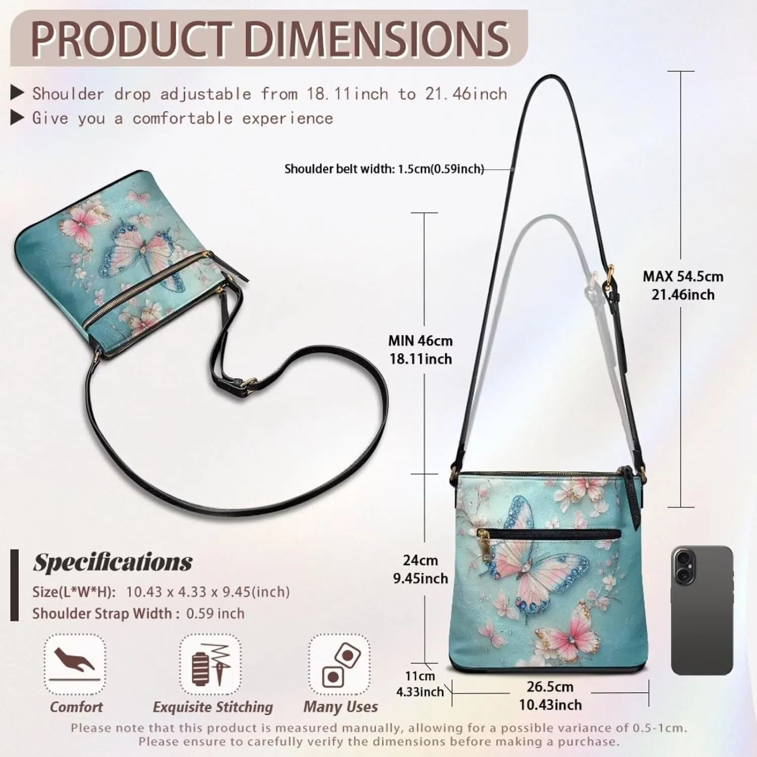 Casual Crossbody Bags for Women PU Shoulder Purse Bag Lightweight Messenger Bag with Zipper for Travel Shopping