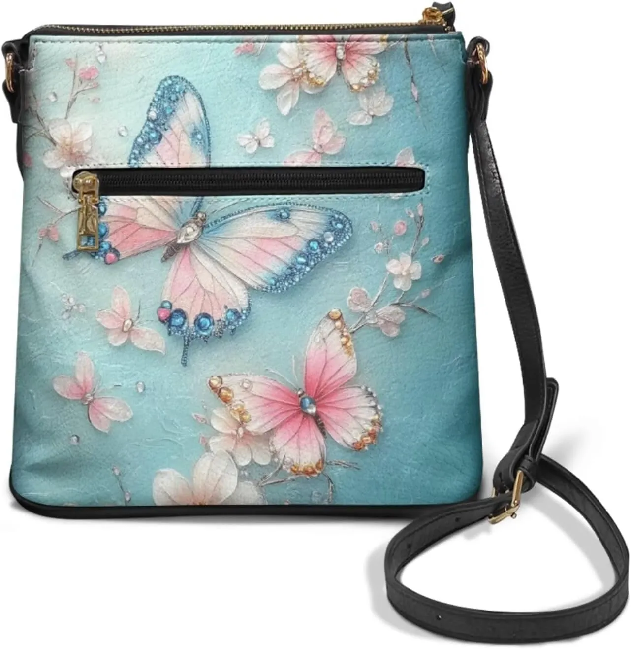 Casual Crossbody Bags for Women PU Shoulder Purse Bag Lightweight Messenger Bag with Zipper for Travel Shopping
