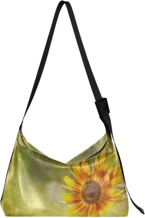 Casual Shoulder Bag Crossbody Sunflower in The Sunshine Hobo Handbag Purses with Wide Shoulder Strap Trendy Large Messenger Bag Tote Bags for Women Men