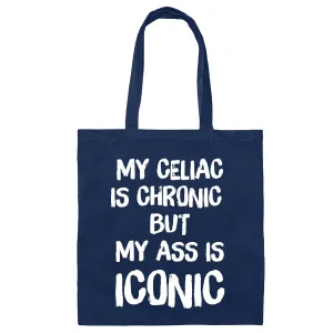 Celiac Awareness Gift for Chronic Celiac Birthday Gluten Free Tote Bag Navy Black Multicolor Canvas Tote Bag