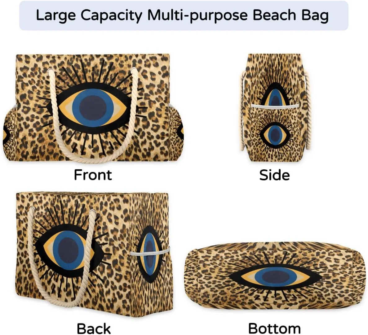 cfpolar Beach Bag Large Beach Tote Bag Travel Tote Bags Top Zipper Closure Pool Bag