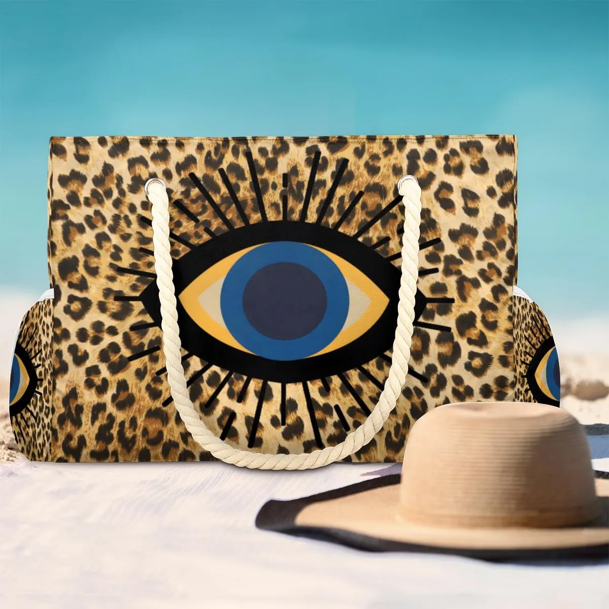 cfpolar Beach Bag Large Beach Tote Bag Travel Tote Bags Top Zipper Closure Pool Bag