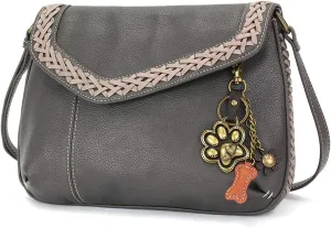 CHALA Braided Boho Crossbody Bag with Metal Keychain -Ink