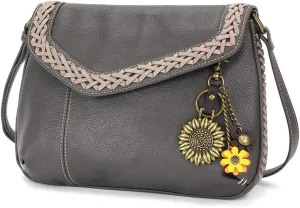 CHALA Braided Boho Crossbody Bag with Metal Keychain -Ink