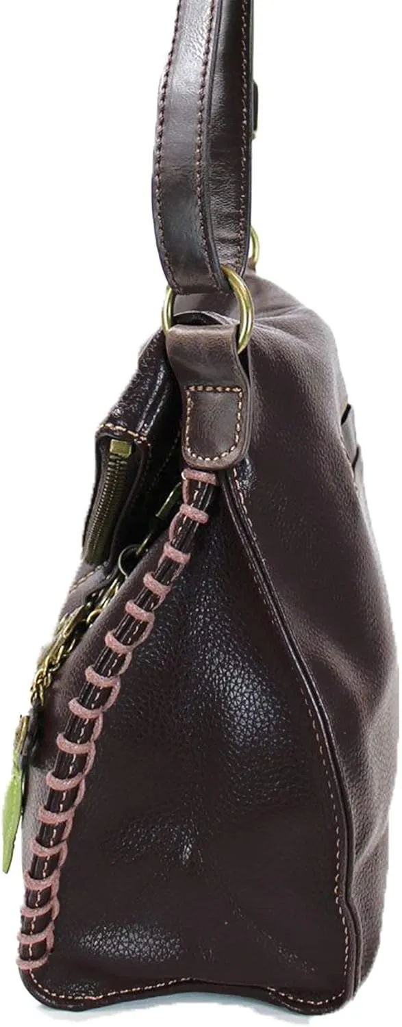 Chala Charming Crossbody Bag Shoulder Handbag With Flap Top and Zipper Black/Dark Brown