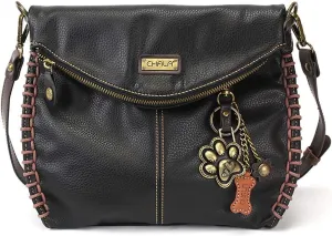 Chala Charming Crossbody Bag Shoulder Handbag With Flap Top and Zipper Black/Dark Brown