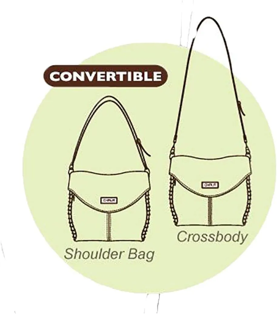 Chala Charming Crossbody Bag Shoulder Handbag With Flap Top and Zipper Black/Dark Brown