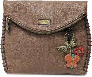 Chala Charming Crossbody Bag Shoulder Handbag With Flap Top and Zipper Black/Dark Brown