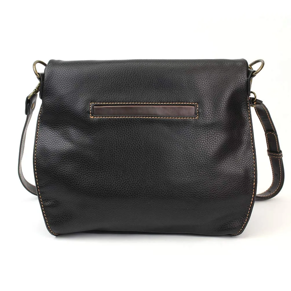 Chala Charming Crossbody Bag with Zipper Flap Top and Metal Chain - Black (Mini Dog)
