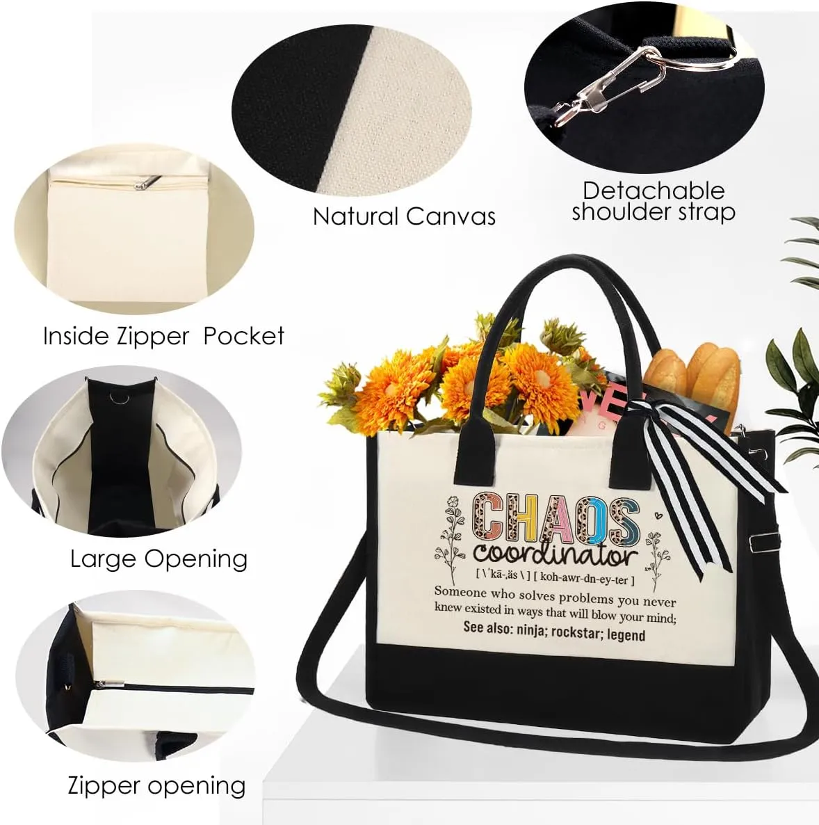 Chaos Coordinator Gifts for Women Tote Bag, Coworker Gifts for Women, Teacher Appreciation Gifts, Administrative Professional Day Gifts, Thank You Gift for Boss Lady, Manager, Wedding Planner, Nurse