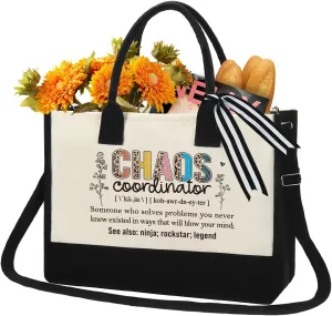 Chaos Coordinator Gifts for Women Tote Bag, Coworker Gifts for Women, Teacher Appreciation Gifts, Administrative Professional Day Gifts, Thank You Gift for Boss Lady, Manager, Wedding Planner, Nurse