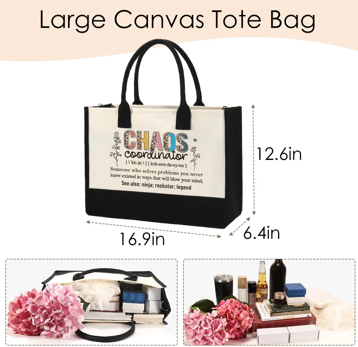Chaos Coordinator Gifts for Women Tote Bag, Coworker Gifts for Women, Teacher Appreciation Gifts, Administrative Professional Day Gifts, Thank You Gift for Boss Lady, Manager, Wedding Planner, Nurse